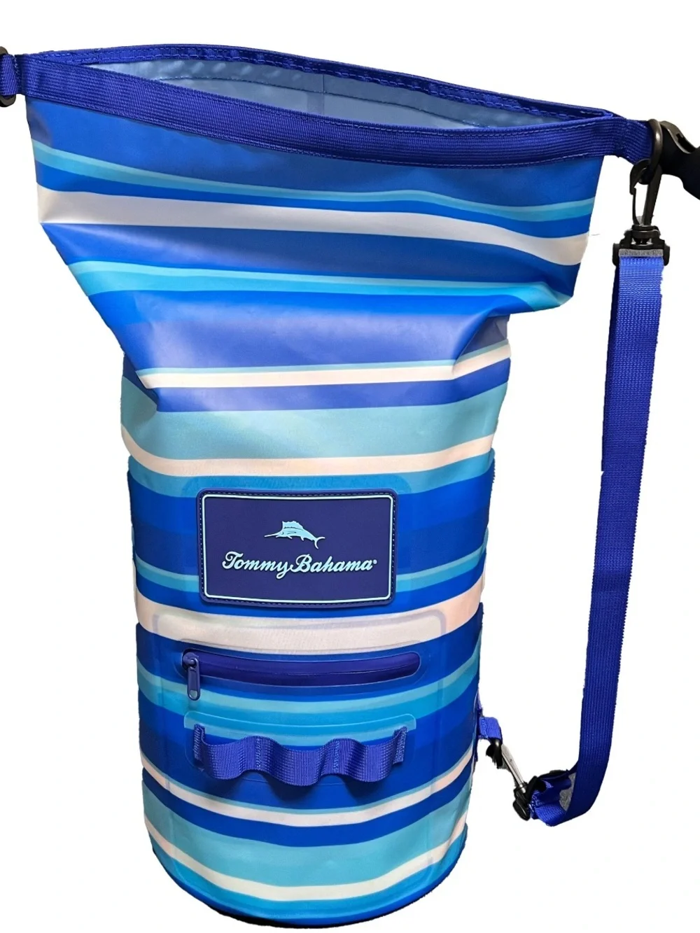 Tommy Bahama Blue Striped Dry Bag with Shoulder Strap